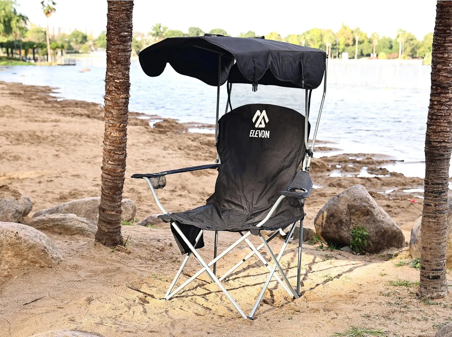 Camping Chair, Portable Folding Outdoor Chair with Arms, Cup Holder and Carry Bag