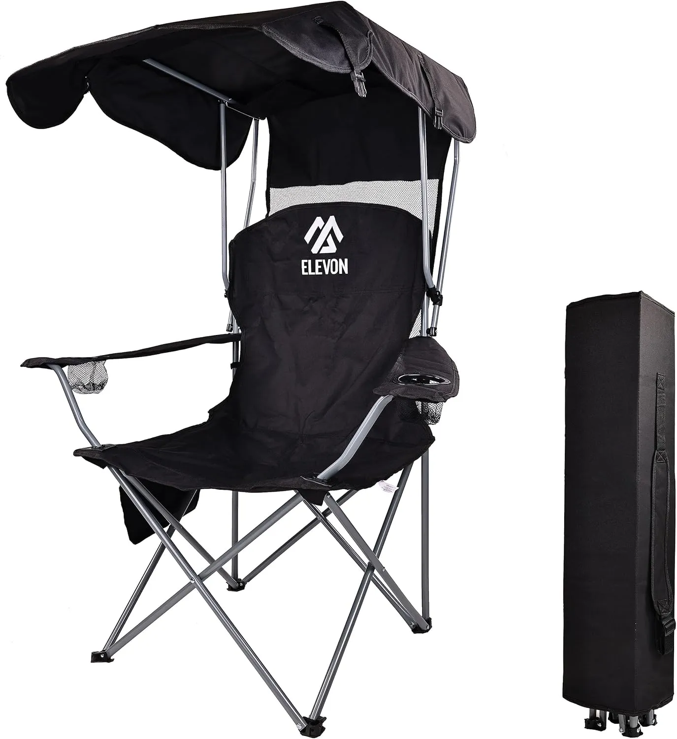 Camping Chair, Portable Folding Outdoor Chair with Arms, Cup Holder and Carry Bag