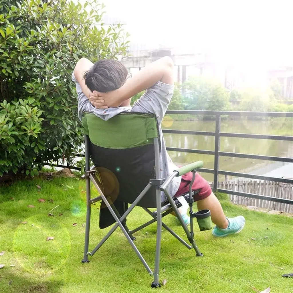 Camping Chairs,Portable Metal Chair Stool Folding Outdoor Large Beach Chairs with Cup Holder Carry Bag for Outside