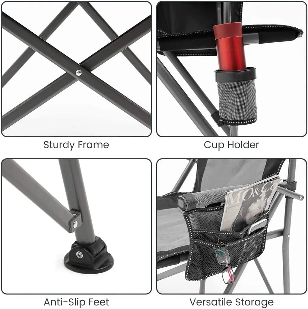 Camping Chairs,Portable Metal Chair Stool Folding Outdoor Large Beach Chairs with Cup Holder Carry Bag for Outside