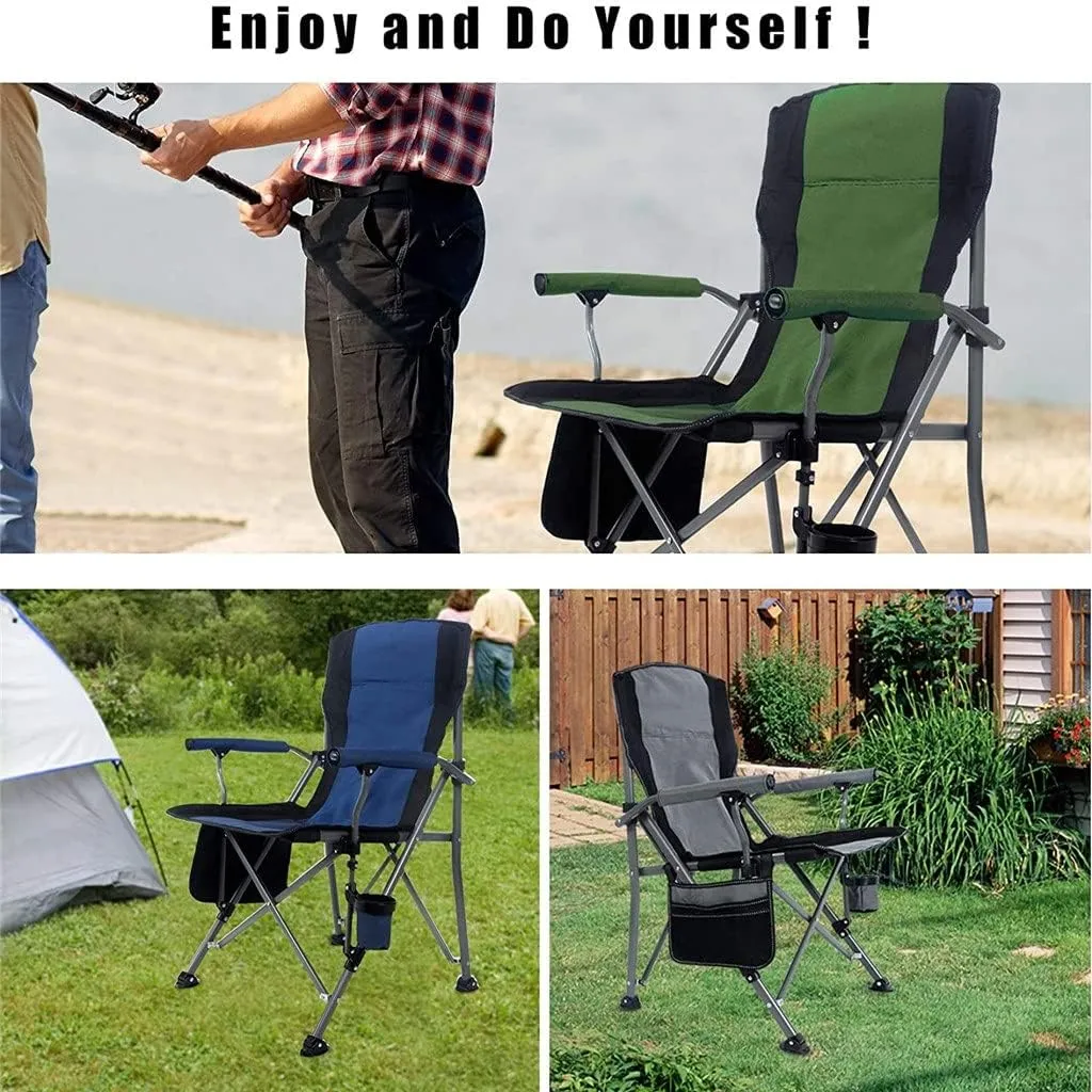 Camping Chairs,Portable Metal Chair Stool Folding Outdoor Large Beach Chairs with Cup Holder Carry Bag for Outside
