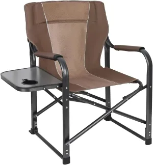 Camping Directors Chair,Folding Director Side Table for Adults Portable Camp Chairs for Outdoor with Cup Holder for Outdoor Camping, Lawn, Picnic and Fishing, Supports 400lbs(Brown)