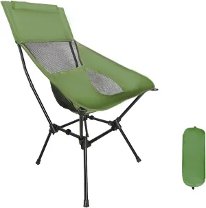 Camping Folding Chair, Fold Out Chair, Firm Support, Breathable and Durable, with Storage Bag, Suitable for Camping, Beach, Picnic, Hiking, Fishing and Traveling(Green,Large)