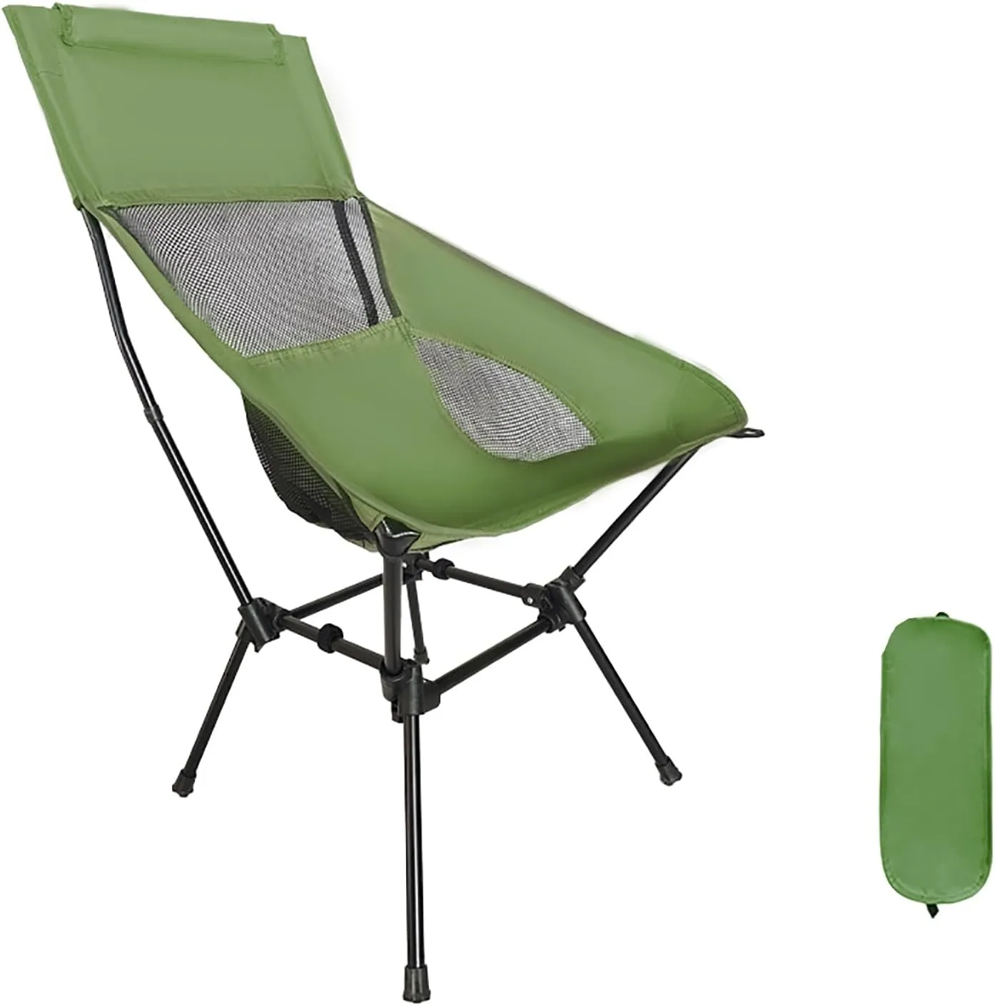 Camping Folding Chair, Fold Out Chair, Firm Support, Breathable and Durable, with Storage Bag, Suitable for Camping, Beach, Picnic, Hiking, Fishing and Traveling(Green,Large)