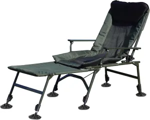 Camping Lounge Chair with Adjustable backrest Recline & Ventilated Design, 330lbs Capacity Portable Folding Chair, Oxford Fabric & Steel Frame (Green/Black Detachable Footrest)