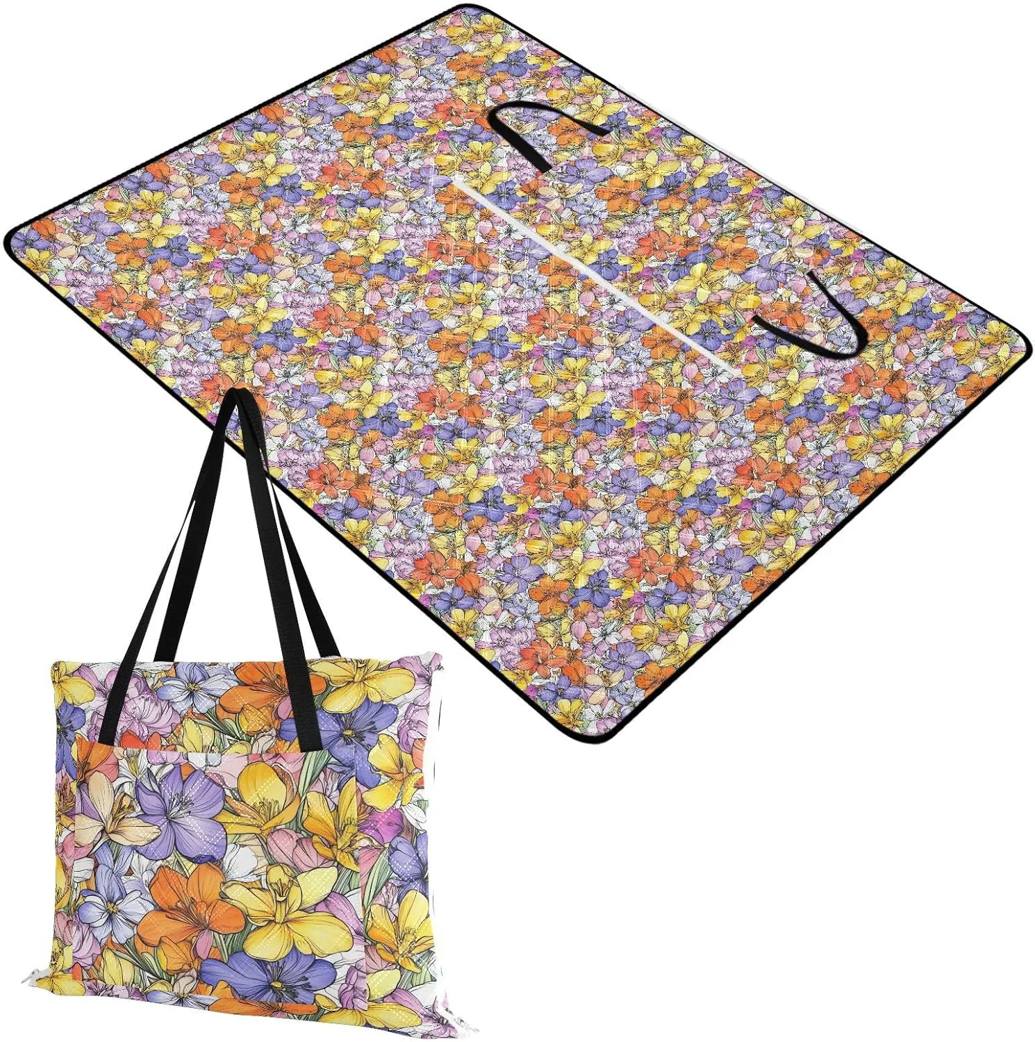Camping Mat Cute Hiking Blanket for Family Spring Gifts Manitoba Prairie Crocus Beauty Flowers mat de Picnic