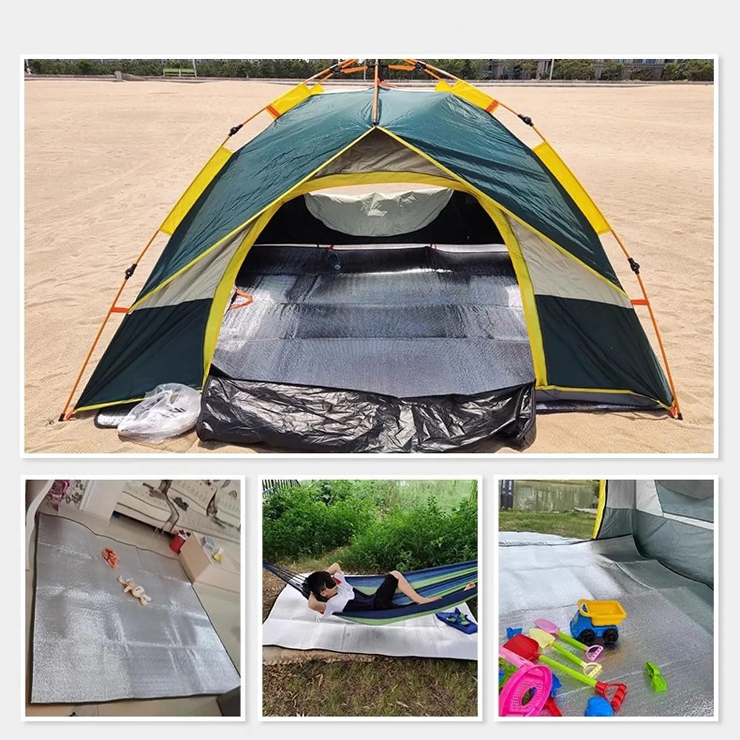 Camping Mat Foam Foil Blanket for Camping Foam Pad Insulating Foil Mat Sleeping Tent Pad Thermal Aluminum Camping mat for Reflecting Heat with Carrying Bag