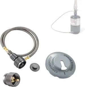 camping moon CAMPINGMOON 2 Outlet Adapter for 1lb Propane Tank and EN417 Lindal Valve Device with 23.6-inch Hose Z22/Z28-60