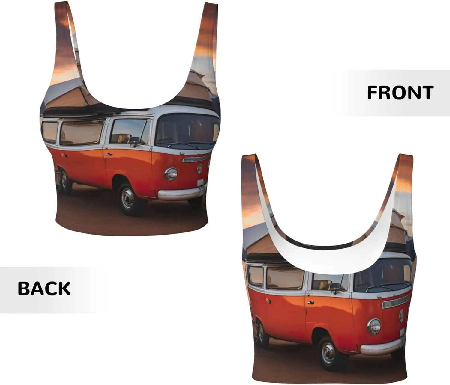 Camping Print Yoga Bras for Women,Padded Workout Tank Top with Built-in Bra,for Running Gym