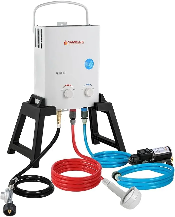 CAMPLUX 1.32 GPM Outdoor Portable Propane Gas Camping Shower Kits with Pump Pack Kits