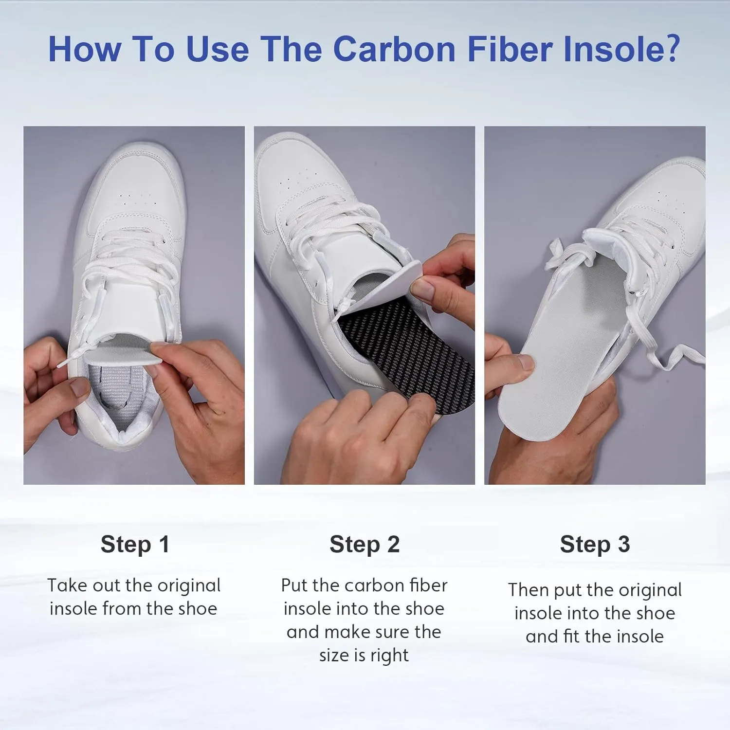 Carbon Fiber Insole 1 Pair, FAKILO Carbon Fiber Insoles Shoes Insert for Women Men, Rigid Support for Hallux Rigidus, Turf Toe, Foot Fractures, Mortons Toe - 223mm