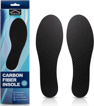 Carbon Fiber Insole 1 Pair, FAKILO Carbon Fiber Insoles Shoes Insert for Women Men, Rigid Support for Hallux Rigidus, Turf Toe, Foot Fractures, Mortons Toe - 223mm
