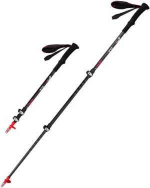 Carbon Fiber Trekking Poles, Ultra Lightweight Collapsible Hiking Poles with Quick Adjustable Flip Lock & EVA Non-Slip Handle (Black)