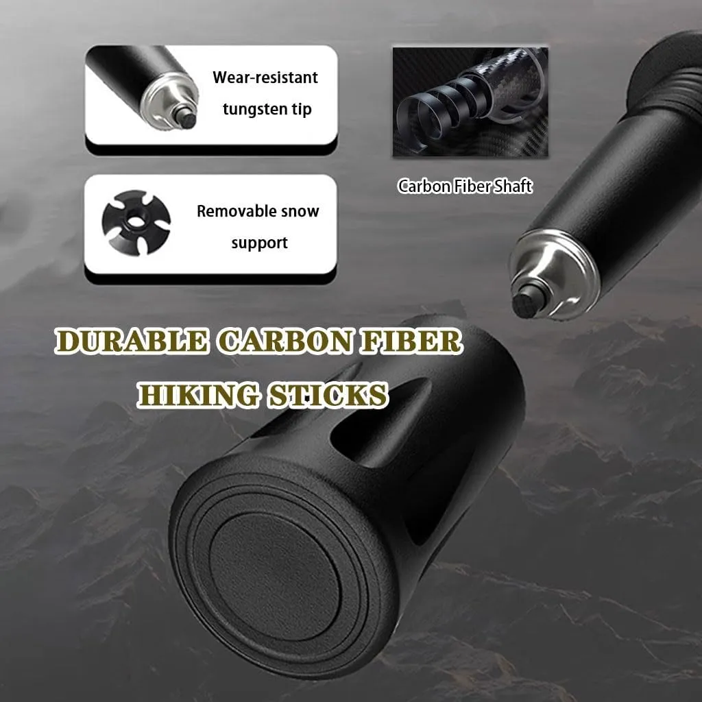 Carbon Fiber Trekking Poles, Ultralight Backpacking Gear, Adjustment Collapsible Hiking Sticks, Lever Locks and Terrain Accessories