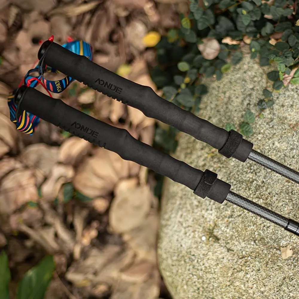 Carbon Fiber Trekking Poles with EVA Grip Lightweight Folding Walking SticksDrawstring Fixed for Hiking Running Mountaineering