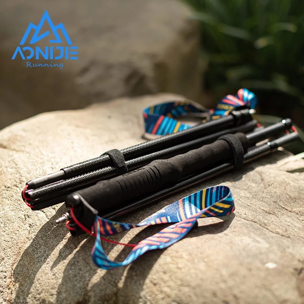 Carbon Fiber Trekking Poles with EVA Grip Lightweight Folding Walking SticksDrawstring Fixed for Hiking Running Mountaineering