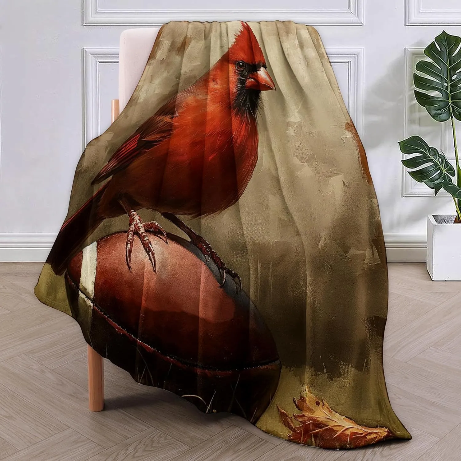 Cardinal Blanket Gifts for Women Men Adults Kids Soft Warm Lightweight Cozy Plush Bird Football Throw Blankets for Bedroom Living Room Sofa Home Decor 60"x50"