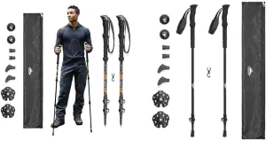 Cascade Mountain Tech Trekking Poles - Aluminum and Carbon Fiber Hiking Walking Sticks with Quick Locks (Set of 4)