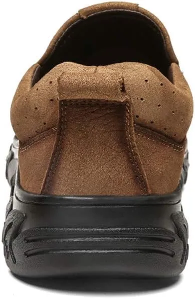 CHICLOVEY Men's Slip-on Outdoor Jungle Moccasins Wide Feet Leather Hiking Trekking Shoes