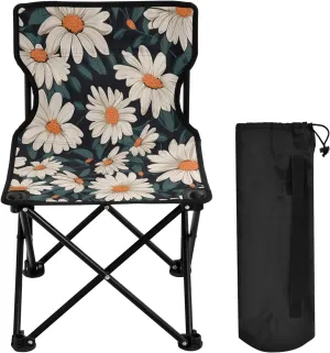 Chrysanthemum Portable Outdoor Folding Chair Anti-Slip Padded Oxford Cloth Stool Camping Chair Small for Beach Hiking Fishing Gardening Quad Camp Chair