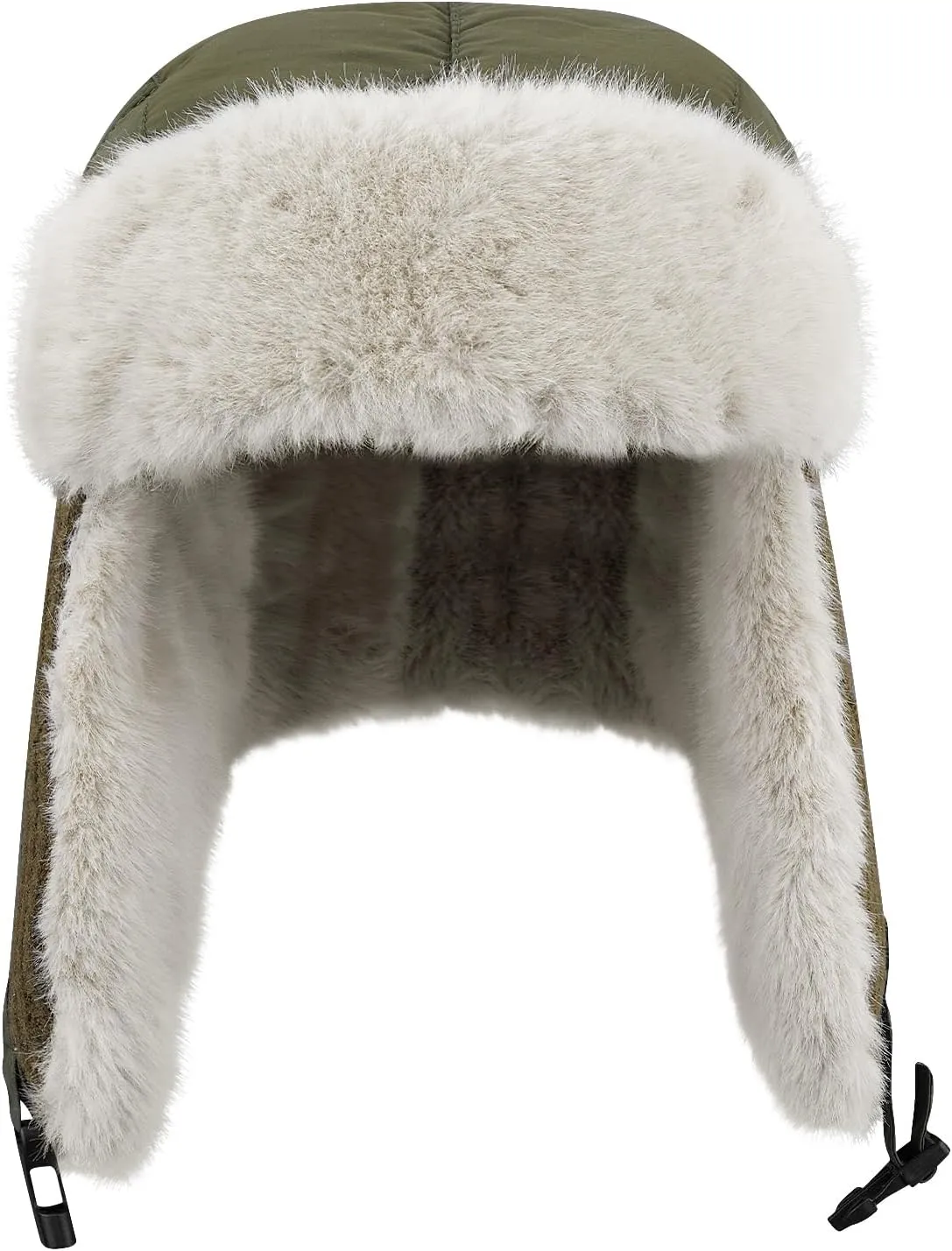 Clakllie Faux Fur Trapper Hat Warm Eskimo Hat Russian Trooper Hats Unisex Earflaps Hat with Chin Strap Winter Snow Cap