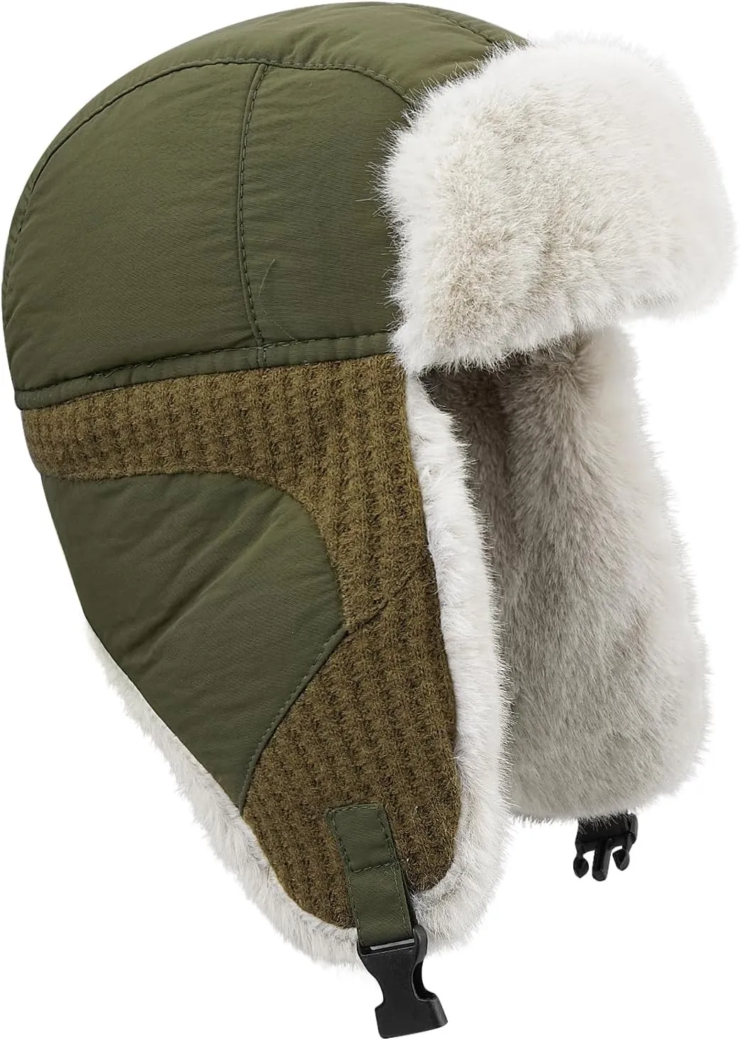 Clakllie Faux Fur Trapper Hat Warm Eskimo Hat Russian Trooper Hats Unisex Earflaps Hat with Chin Strap Winter Snow Cap