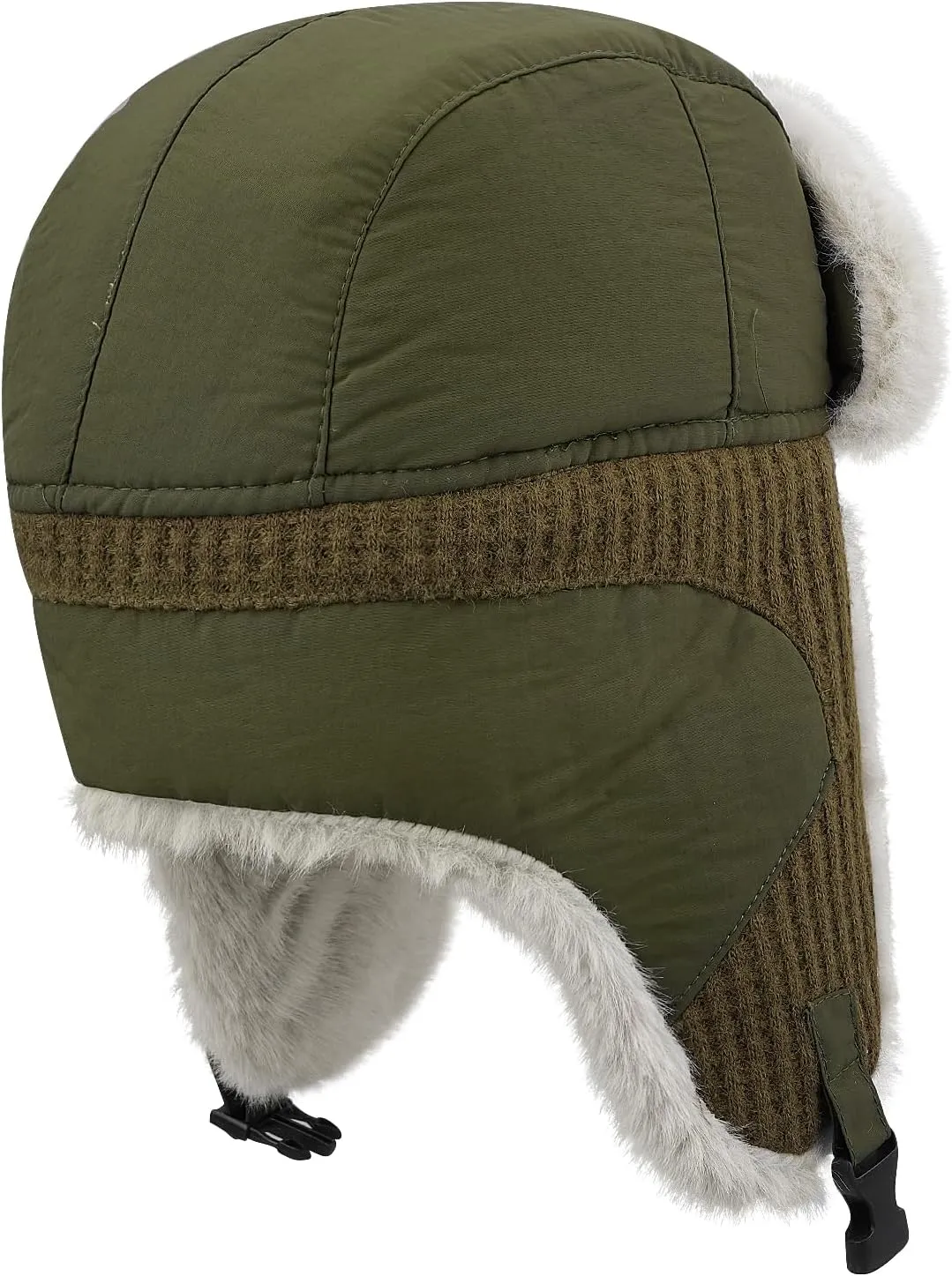 Clakllie Faux Fur Trapper Hat Warm Eskimo Hat Russian Trooper Hats Unisex Earflaps Hat with Chin Strap Winter Snow Cap