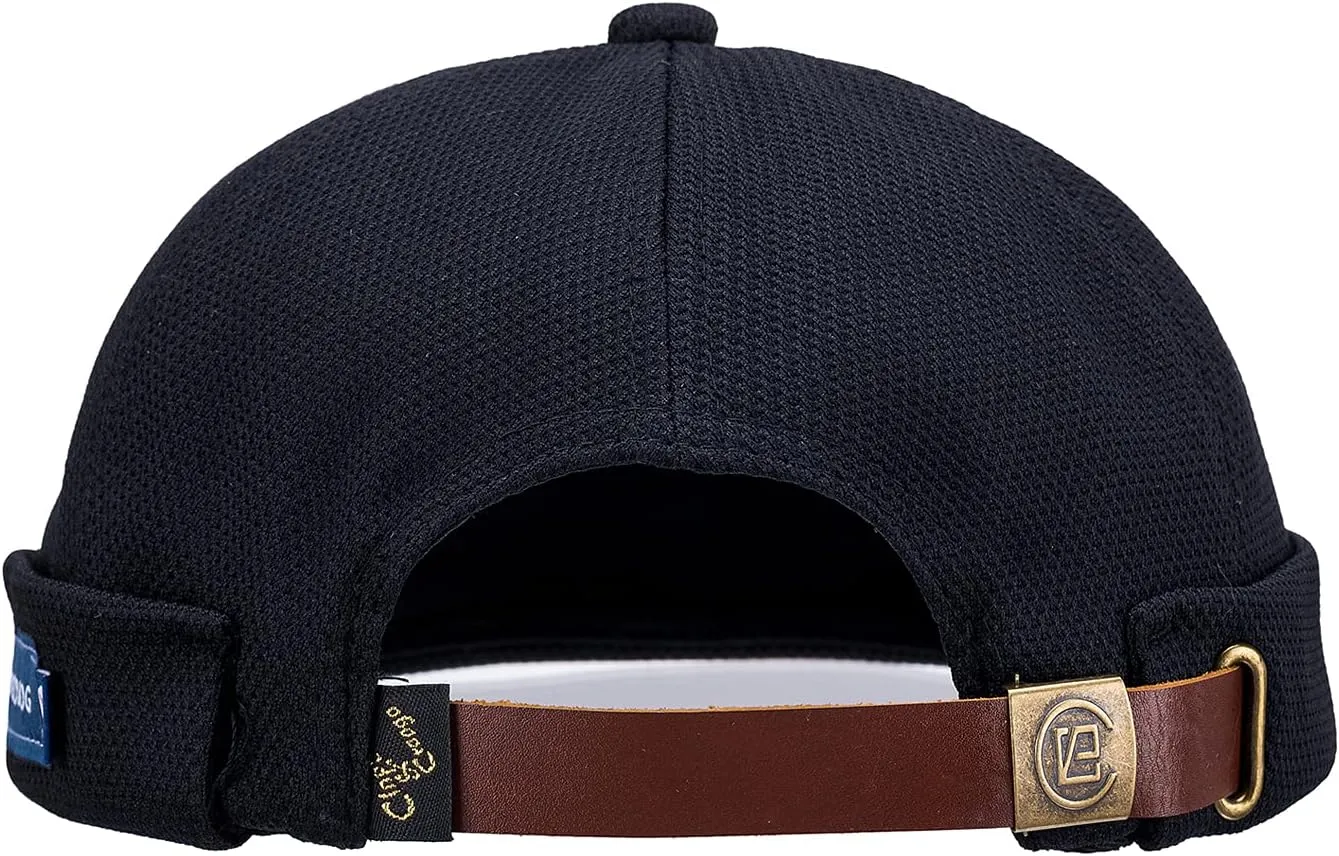 CLAPE Mens Denim Brimless Skullcap Sailor Cap Rolled Cuff Retro Beanie Hat Work Beanie Harbour Hat