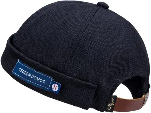 CLAPE Mens Denim Brimless Skullcap Sailor Cap Rolled Cuff Retro Beanie Hat Work Beanie Harbour Hat