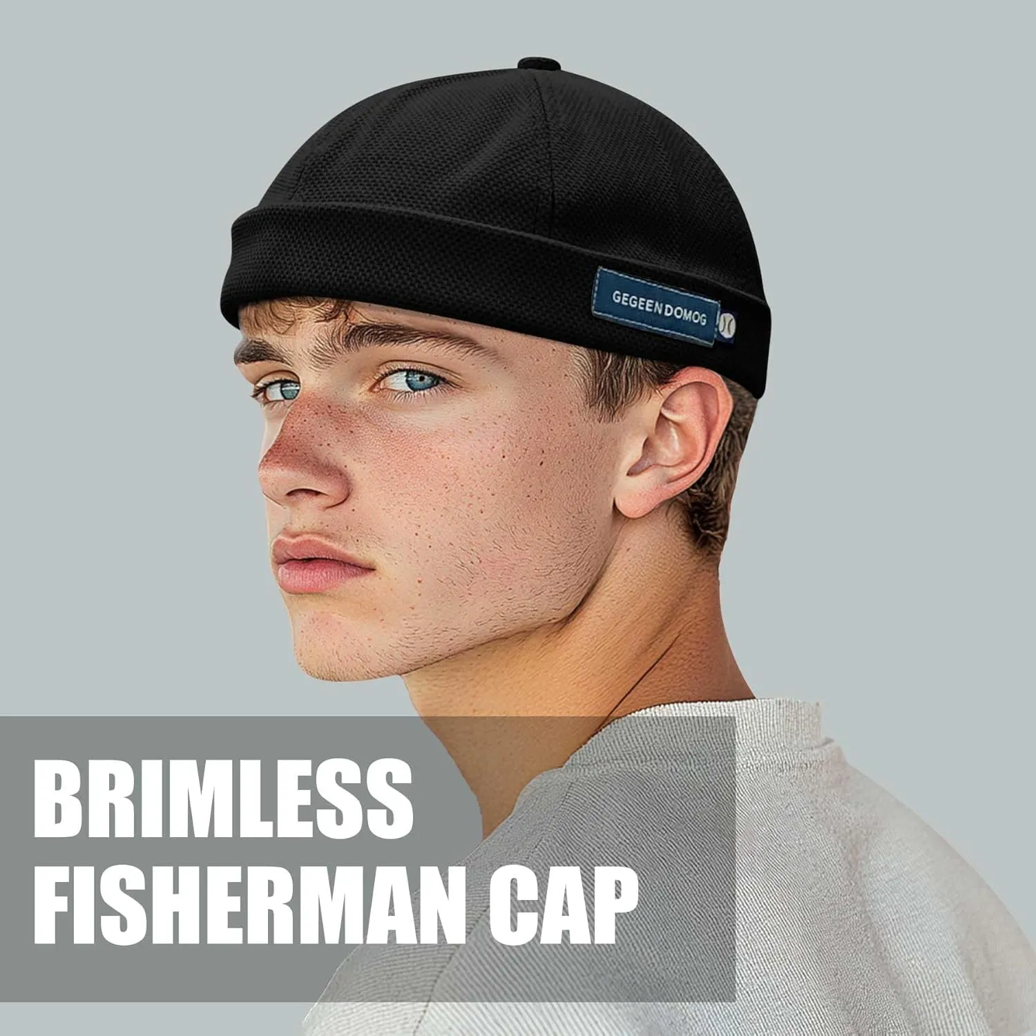 CLAPE Mens Denim Brimless Skullcap Sailor Cap Rolled Cuff Retro Beanie Hat Work Beanie Harbour Hat