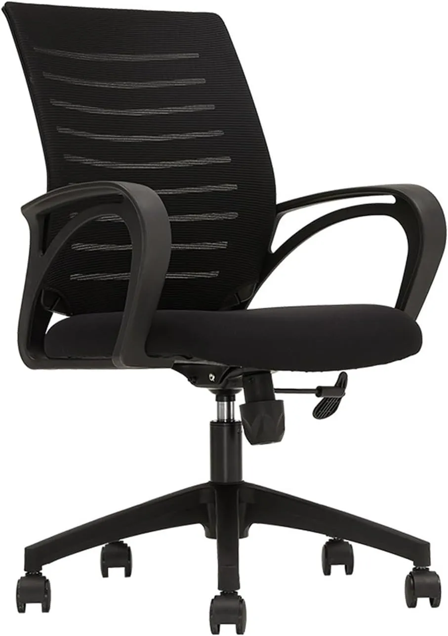 Classic Breathable Mesh Office Chairs Ergonomic Executive Mid Back Home Office Desk Chairs Adjustable Height Desk Task Chair(Black)
