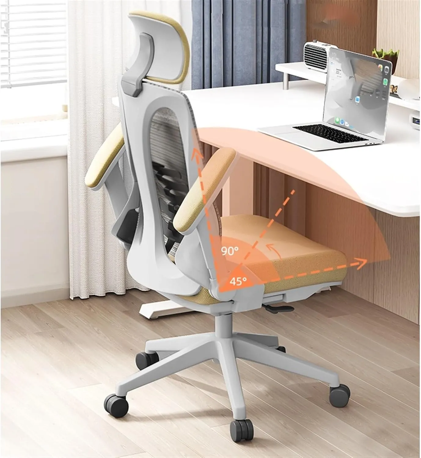 Classic Ergonomic Chair Lumbar Support Office Chair Comfortable Swivel Computer Chair for Home Study Study Writing Seat Desk Task Chair(Blue)