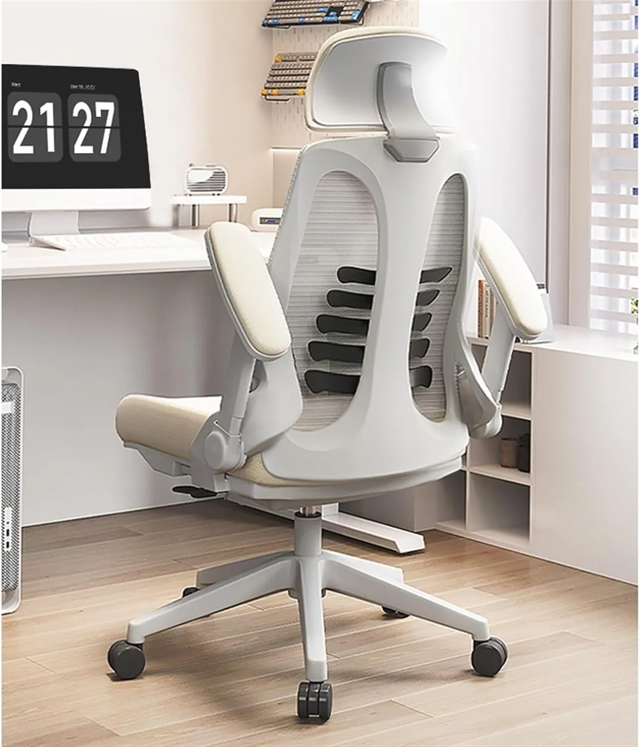 Classic Ergonomic Chair Lumbar Support Office Chair Comfortable Swivel Computer Chair for Home Study Study Writing Seat Desk Task Chair(Blue)