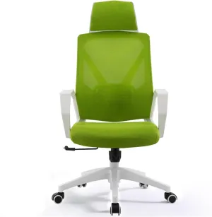 Classic Office Chair Comfortable Home Swivel Chair Conference Mesh High Back Chair with Pillow, Armrests and Wheels, Ergonomic Chair Desk Task Chair(Green)