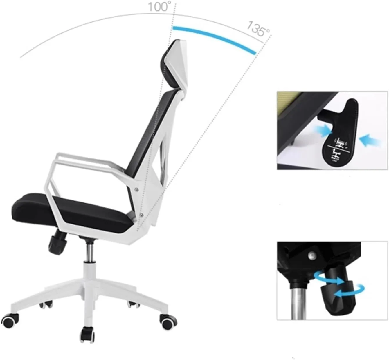 Classic Office Chair Comfortable Home Swivel Chair Conference Mesh High Back Chair with Pillow, Armrests and Wheels, Ergonomic Chair Desk Task Chair(Green)