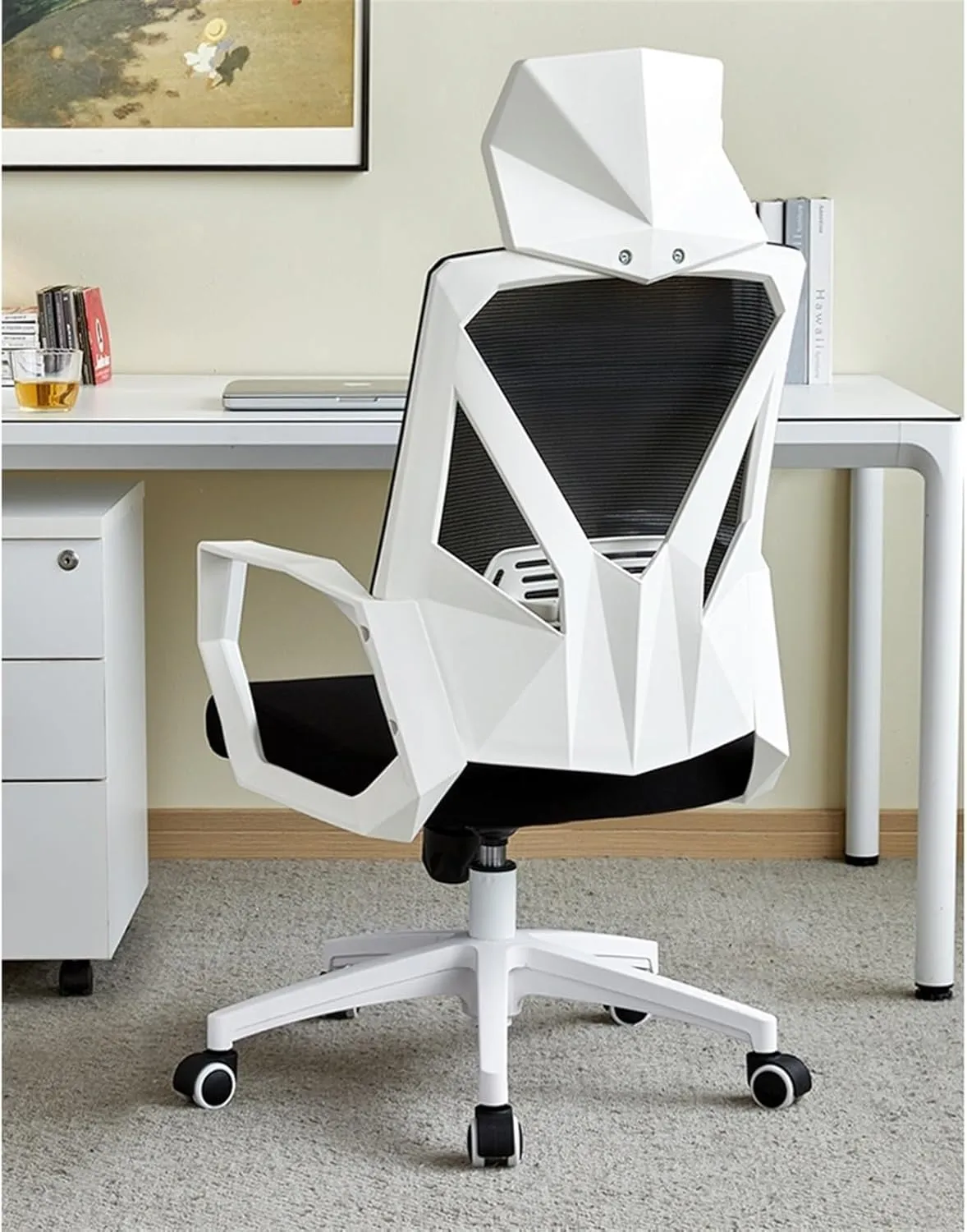 Classic Office Chair Comfortable Home Swivel Chair Conference Mesh High Back Chair with Pillow, Armrests and Wheels, Ergonomic Chair Desk Task Chair(Green)