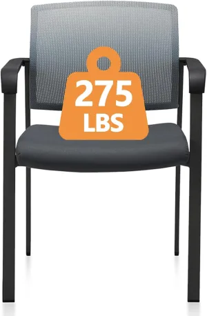 CLATINA Guest Reception Stacking Office Chairs with Arm, Mesh Back Waiting Room Chair with Upholstered Fabric Seat and Ergonomic Lumbar Support for Office Conference School Church, Grey