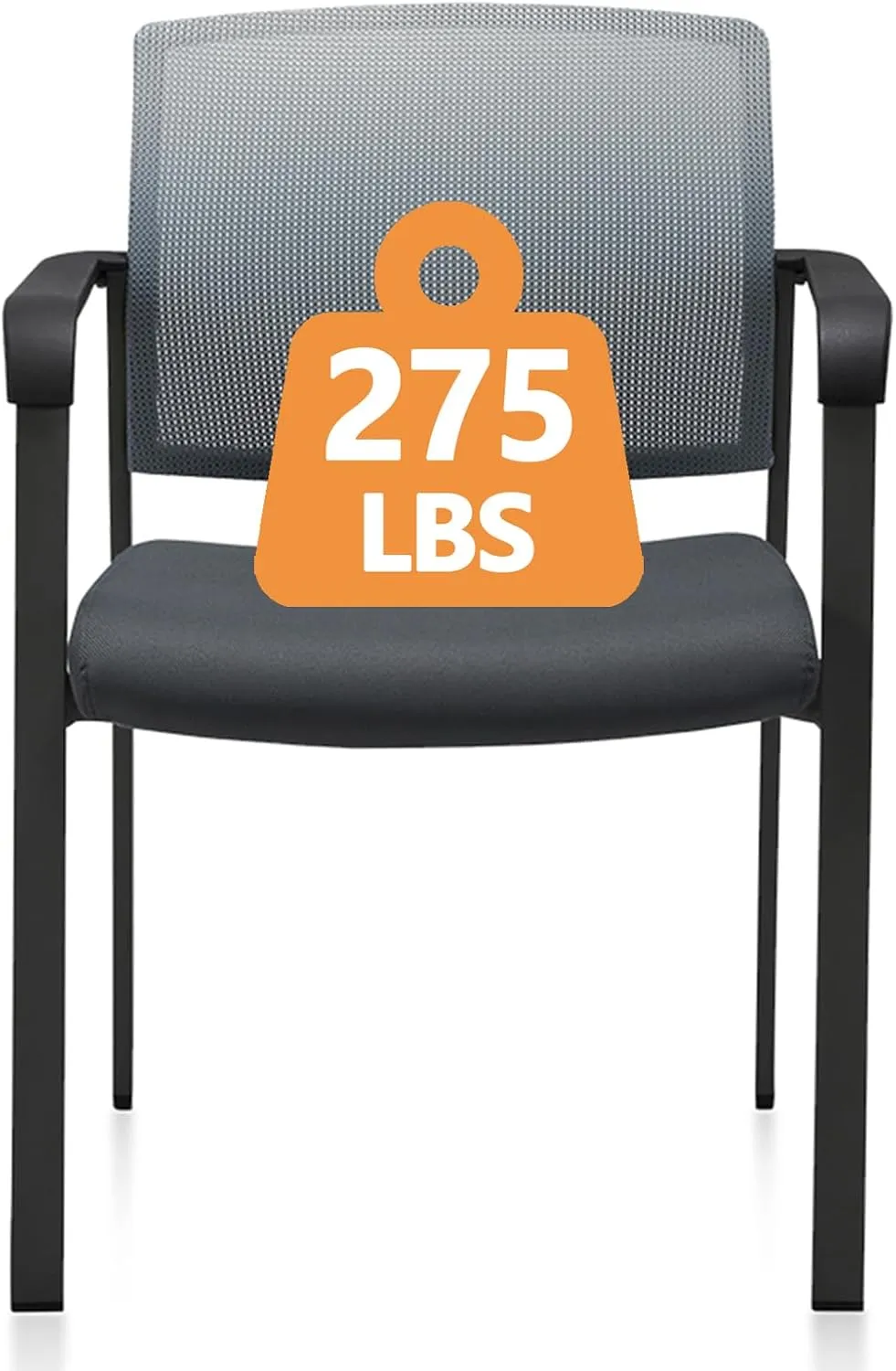 CLATINA Guest Reception Stacking Office Chairs with Arm, Mesh Back Waiting Room Chair with Upholstered Fabric Seat and Ergonomic Lumbar Support for Office Conference School Church, Grey