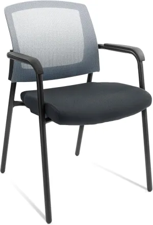 CLATINA Office Reception Guest Chair Mesh Back Stacking with Ergonomic Lumbar Support and Thickened Seat Cushion for Waiting Conference Room Gray