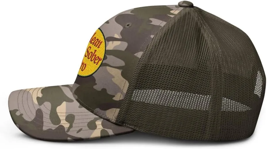 Clean & Sober Pro Bass Shop 3D Puff Rehab Recovery Sobriety Milestone Birthday Gift Cap Otto Camo mesh hat