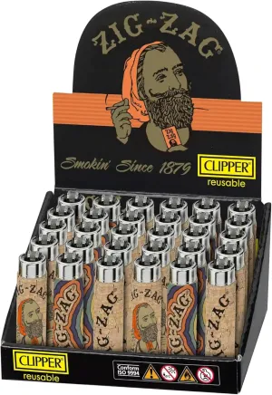 Clipper Lighter – Pop Cover Zigzag - 30ct - Safe Butane Clipper Lighter - Refillable Lighters - Reusable Lighters - Soft Flame Kitchen Lighter - Large CP11