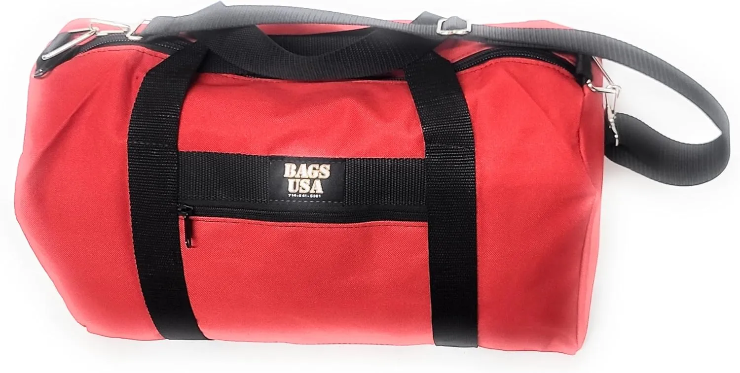 Club Bag For Gym, Overnight Bag, Perfect For Overhead Bin, Made In USA. (Red)