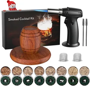 Cocktail Smoker Kit with Torch – 8 Flavors Wood Chips – Bourbon, Old Fashioned Drink Smoker Kit, Whiskey Smoker Infuser Kit, Birthday Bourbon Whiskey Gifts for Men, Dad, Husband (Without Butane)