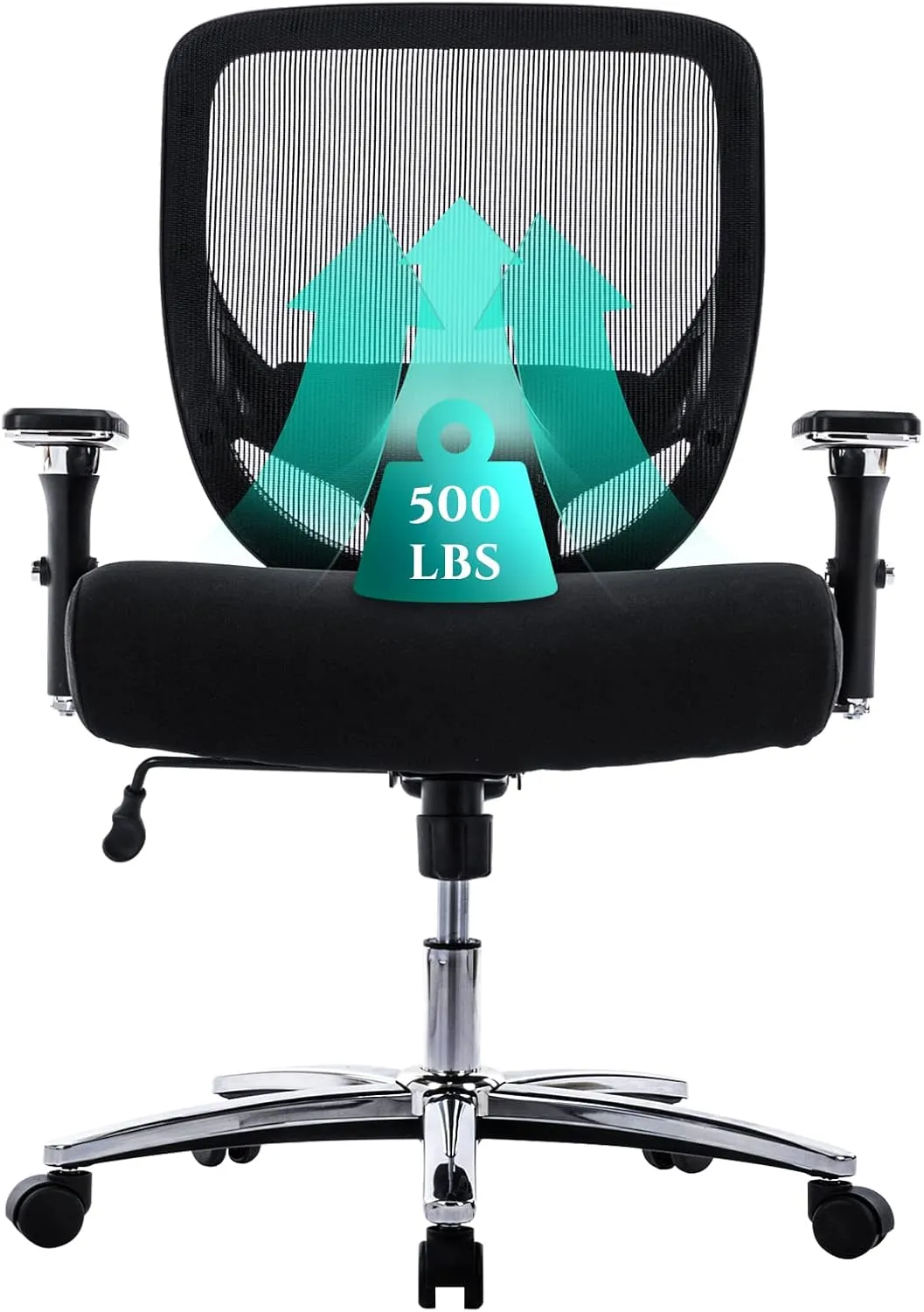 COLAMY Big and Tall Office Chair 500lbs, Heavy Duty Ergonomic Mesh Chair, Computer Executive Desk Chair with Wide Thick Seat, 4D Armrests, Adjustable Lumbar Support and Tilt-Black