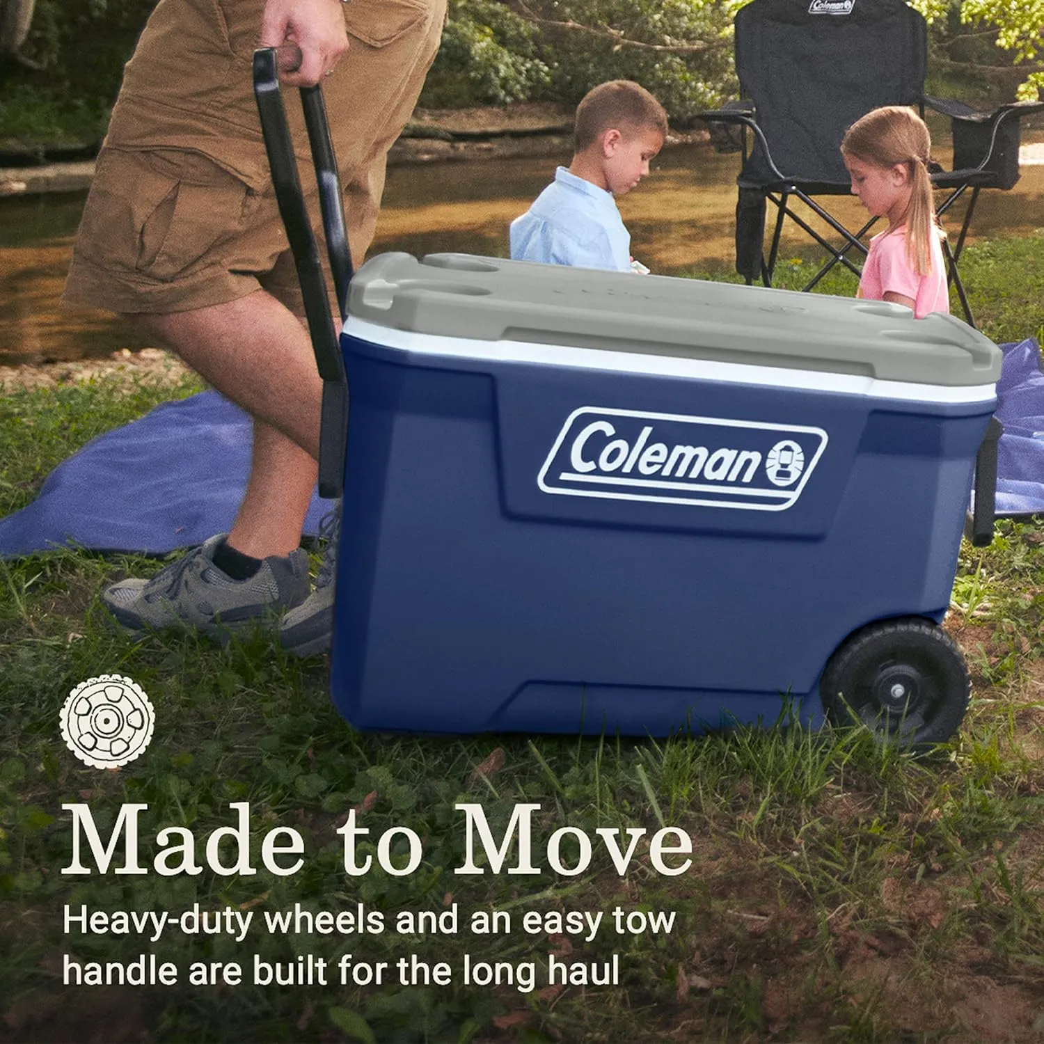 Coleman 316 Series Insulated Portable Cooler with Heavy Duty Wheels, Leak-Proof Wheeled Cooler with 100  Can Capacity, Keeps Ice for up to 5 Days