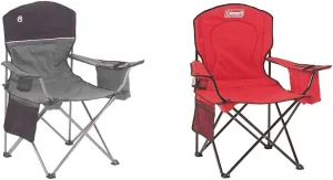 Coleman Camping Chairs with Built-in 4 Can Coolers, Grey/Black and Red, 37" x 24" x 40.5"