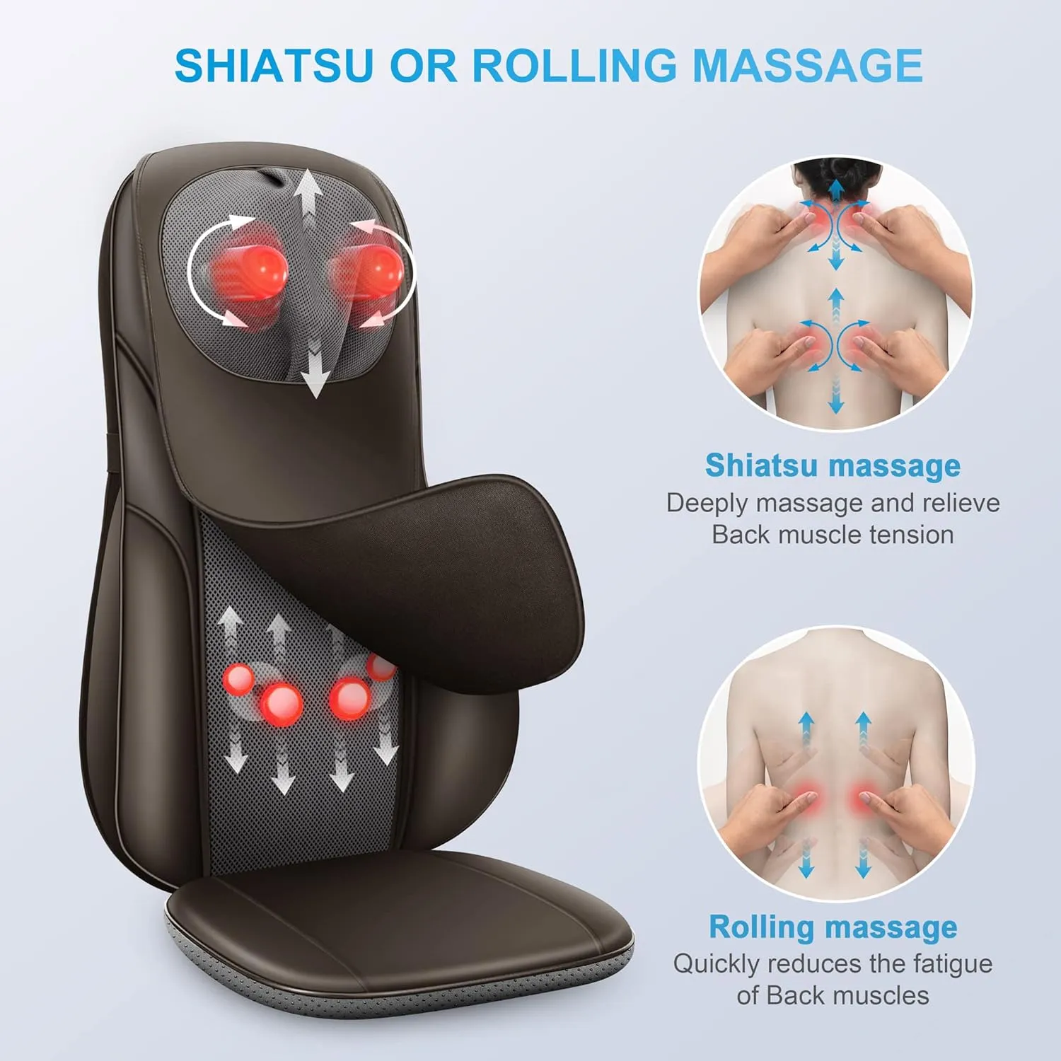 COMFIER Shiatsu Neck Back Massager with Heat, Adjustable Massage Chair Pad Back Support Massage Seat Cushion