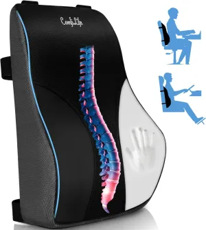 ComfiLife Lumbar Support Pillow for Office Chair – Premium Memory Foam Lumbar Pillow – Back Support for Office Chair, Car – Back Pain Relief, Improves Posture – 3 Adjustable Straps, Mesh   Leatherette