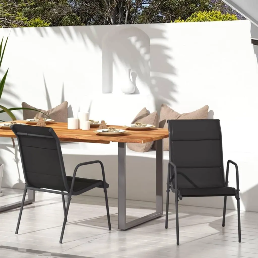 Comfortable Outdoor Patio Chairs Set for Relaxation, Durable Steel and Textilene Construction, Dining and Leisure Moments, Black
