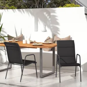 Comfortable Outdoor Patio Chairs Set for Relaxation, Durable Steel and Textilene Construction, Dining and Leisure Moments, Black
